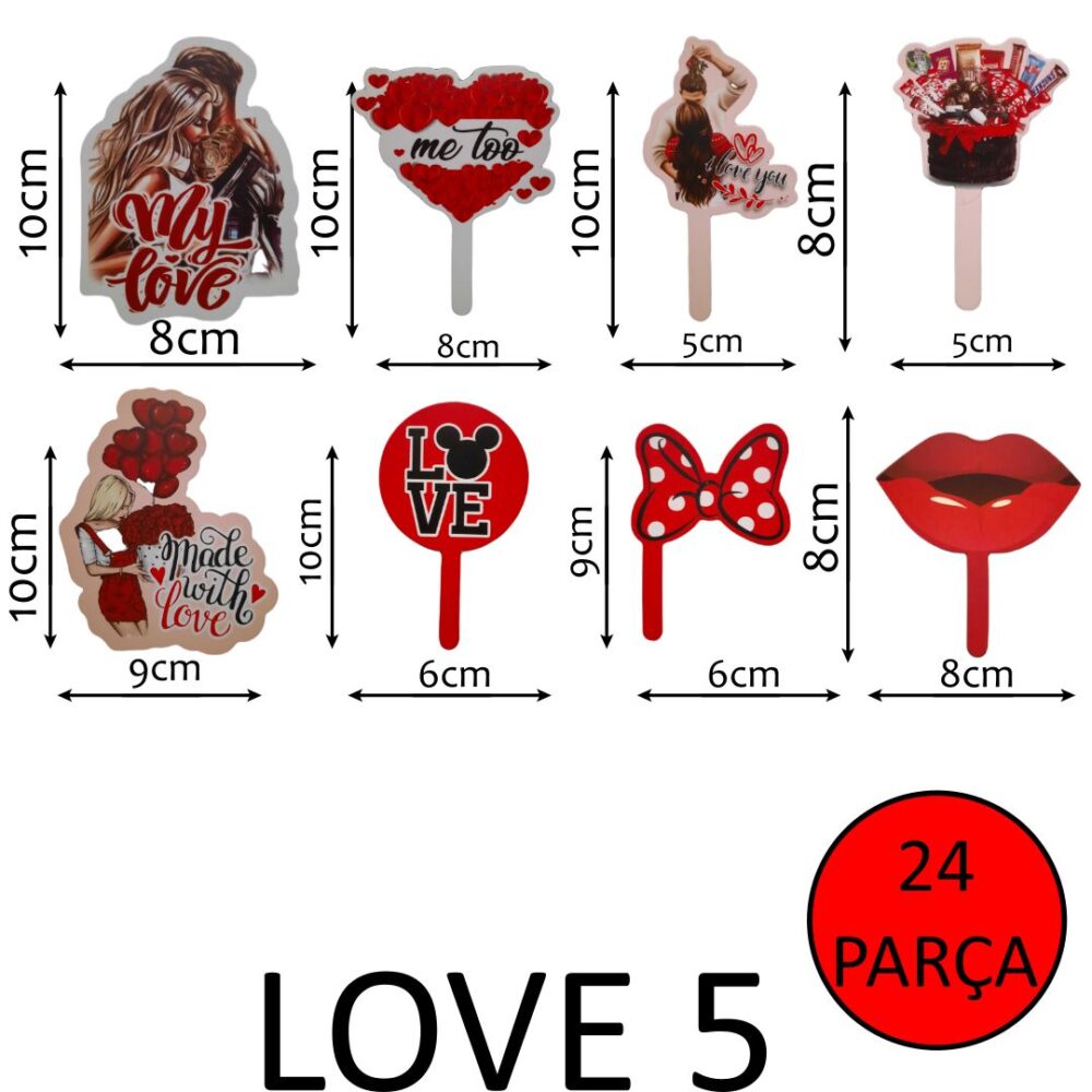 Sevgililer Günü Pasta Süsü Love 5