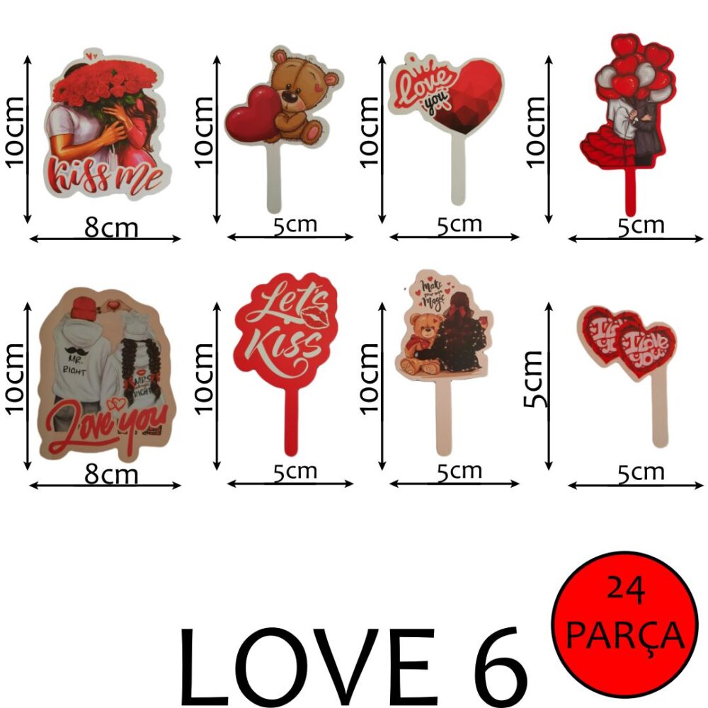 Sevgililer Günü Pasta Süsü Love 6