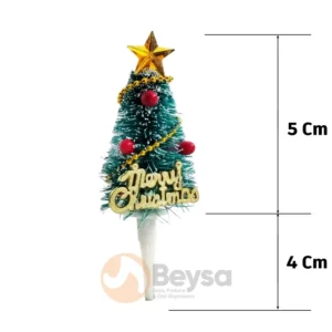 Yılbaşı Pasta Süsü Çam Ağacı Yıldızlı 25'li